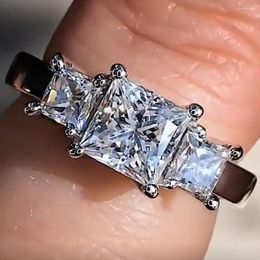 Cluster Rings Solid 10K White Gold Women Wedding Party Anniversary Engagement Ring 1 2 3 4 5 Princess Square Moissanite Diamond