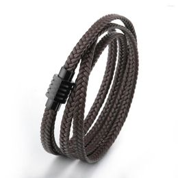 Charm Bracelets ZG Men's And Women's Bracelet Genuine Leather Braided Multi-strand Double-layer Cowhide Titanium Steel Jewellery