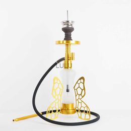 Hookah Set Premium Quality Acrylic And Metal ShishaSet With Multicolor Led Light And Other Accessories For Narguile Smoking HKD230809