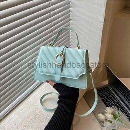 Shoulder Bags Simple and stylish commuting handbag 2023 summer new single shoulder crossbody bag embossed flip small square bagstylishhandbagsstore