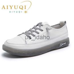 Dress Shoes AIYUQI Loafers Ladies Genuine Leather Large Size Spring New Lace-up White Shoes Women Fashion Casual Soft Sole Flat Shoes Women J230808