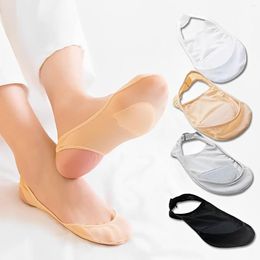 Women Socks 1Pair Ultrathin Invisible Boat Shallow Mouth Nonslip For High Heels Shoes Thin Half-Palm Suspender Sock Slippers