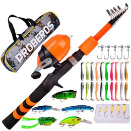 Rod Reel Combo 1 8m Kids Fishing Pole Set Ultralight Full With Telescopic And Spinning Tackle Storage Bag Kidsgift 230809