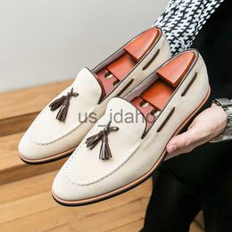 Dress Shoes Britain Retro Men Pointed Suede Tassels Flats Oxford Leather Shoes Casual Loafers Formal Dress Footwear Sapatos Tenis Masculino J230808