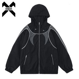 Mens Jackets Men Hooded Jacket Windbreaker Hip Hop Streetwear Casual Track Coat Harajuku Zipper Up Hoodie Unisex Y2K 230808