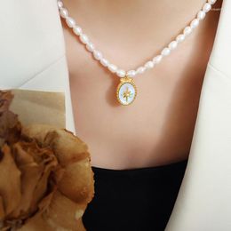 Pendant Necklaces Large White Natural Freshwater Pearl Necklace Elegant Women's Round Shell Sweet Wedding Party Jewellery Women