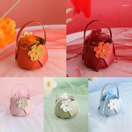 Gift Wrap 5pcs/Lot Portable Party Mini Handbag Festive Candy Bag Elegant PU Leather Packaging Boxes Bags For Wedding Decoration