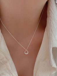 Korean version 925 sterling silver new style temperament niche geometric circle necklace women's minimalist design cool style