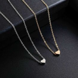 Pendant Necklaces 2pcs Gold-color Plus Silver-plated Necklace Ms Simple Style Love Alloy Peach Heart Pendant Hundred Match Collarbone Jewellery J230809