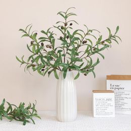 Decorative Flowers 4-Forks Artificial Green Plant Olive Branch Fake Tree For Wedding Home Pography Props Flower Arrangement Decoration