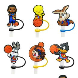 Drinking Straws Custom Space Jam Soft Sile St Toppers Accessories Er Charms Reusable Splash Proof Dust Plug Decorative 8Mm Party Drop Deliv