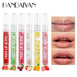 Lip Gloss HANDAIYAN 6Color Fruit Beauty Lipgloss Moisturising AntiCracking Lipstick Balsamo Labial Hidratante 230808