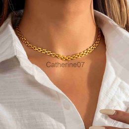 Pendant Necklaces IngeSight.Z Kpop Geometric Square Link Chain Choker Necklaces Women Gold Colour Short Necklace Collar Fashion Jewellery Accessories J230809