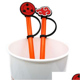 Drinking Straws Custom Anime Soft Silicone Straw Toppers Accessories Cover Charms Reusable Splash Proof Dust Plug Decorative 8Mm Party Drop