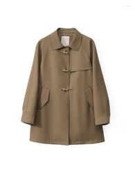 Women's Trench Coats English Style Long Sleeved Windbreaker Jacket Spring And Autumn Chic Fashion Commuting Female Thin Coat