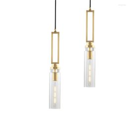 Pendant Lamps Modern Chinese All Copper Glass Lantern Lights Corridor Lamp Bedroom Tea Living Room Study Crystal Decor