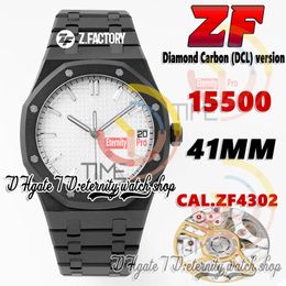 ZF V2 zff15500 Mens Watch CAL.4302 A4302 Automatic THIN 10.4mm DLC Coated Case White Texture Dial SS Stainless Steel Bracelet 2023 Super Version eternity Watches