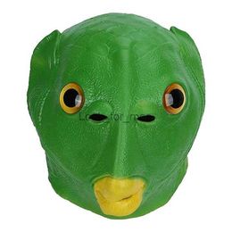 Halloween Costume Fish Head Party Mask Green Adult Animal Cosplay Prop Latex Masks Green Fish Head Cover Headgear HKD230810