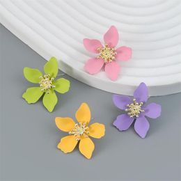 Stud Earrings Summer Girl Flower Fashion Colourful Metal Earring Jewellery Sweet Women Floral