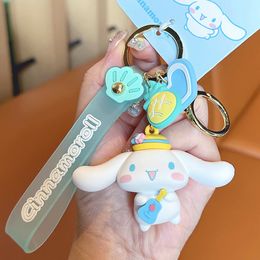 Refreshing Summer Day Cartoon Surf Kuromi Keychain With Card Bag Pendant Cute Big Ear Dog Lovely Doll Keyring Toys Key Chain Opp Bag Packing 2387