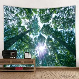 Tapestries Green jungle tapestry beautiful natural forest large wall hanging hippie bohemian mandala wall art home decoration 8 sizes R230810