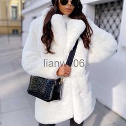 Women's Jackets 2022 New Women Winter Warm Faux Fur Coat Thick Women Middle Long Overcoat Turn Down Collar Women Warm Female Casaco Feminino J230810