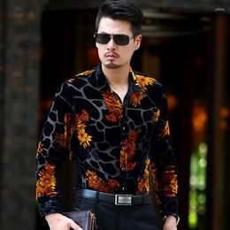Men's Dress Shirts Men Long Sleeve Silk Spring Summer Suit Slim Jacquard Floral Hollowed Thin Business Casual Shirt