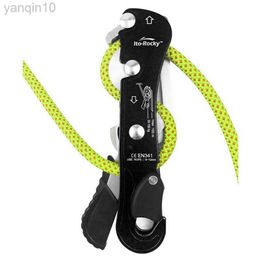 Rock Protection Outdoor Rock Climbing Descender Self-braking Stop Rope Clamp Grab Descender Climbing Carabiner Climbing Accessories HKD230810