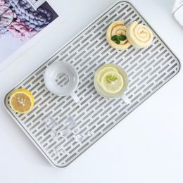 Tea Trays 5 Sizes Drainer With Drip Tray Dish Drain Board Mat For Fruit Cup Mug Utensil Bathroom Accessories Big Water Holder