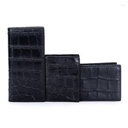 Wallets Embossed Stone Pattern Leather Men's Short Wallet Genuine Long Man Multi Card High Grade Purse Slim Money Bag