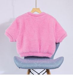 Women's Knits 2023 Short-Sleeved Mohair Sweater Cotton Knitted Cardigan Fall And Winter Women Round Neck Short Models