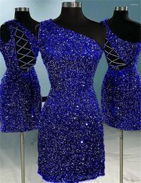 Party Dresses Classic Women's Homecoming Sheath/Column One Shoulder Sleeveless Short/Mini Dress Velvet With Sequins Custom Made