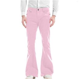 Men's Pants Fashion Mens Casual Solid Color Pocket Suit Pant Bell Bottoms 6 Foam Athletic Fit Men Comfortable Memory