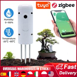 Temperature Instruments Tuya Zigbee Wireless Soil Tester Temperature Humidity Meter Waterproof Soil Monitoring Sensor Soil Moisture Meter for Planting 230809