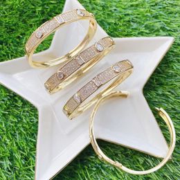 Bangle 3Pcs Design Zircon Gold Colour Bangles Crystal Style Stone Fashion Jewellery For Women Bangle51682