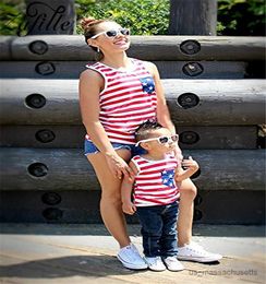 Kids Clothes Fourth Of July Outfit Women Baby Come Summer T-shirt Family Matching Outfits Mother And Daughter R230810