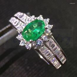 Cluster Rings Per Jewellery Natural Real Emerald Or Ruby Ring 925 Sterling Silver 0.85ct Gemstone Fine S8041309