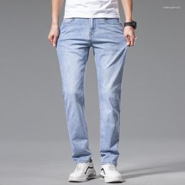 Men's Jeans Cotton High-end Light Blue Casual Summer Thin Straight Loose Pants Long Men'sspring/summer Models
