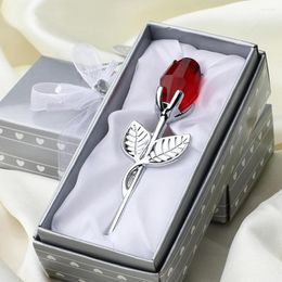Decorative Flowers With Metal Rod Fake Rose Storage Box Included Valentine Day Gift Practical Simulation Faux Crystal Flower