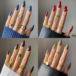 False Nails 24Pcs Solid Color Long Wearing Fake Tips Removable Reusable Artificial Nail Finished Full Cover Press On Art