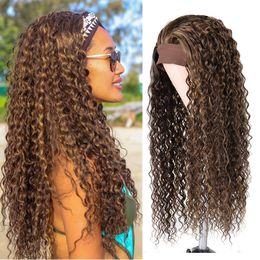 Synthetic Afro Kinky Curly Headband Wig Natural Black Blonde Wigs Organic Fiber Hair 28Inch Long Curly for Women By Fashion Icon