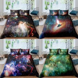 Bedding sets Cosmic Milky Way Print Polyester Sets Child Kids Covers Boys Bed Linen Set for Teens king size bedding set 230809