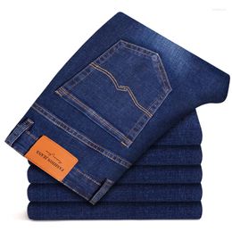 Men's Jeans 6 Colors Autumn And Winter Straight Loose Business Casual Large Size Cotton Elasticity Denim Pants Male Brand