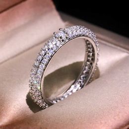 Band Rings Fashion Silver Colour Promise Engagement Ring 925 Stamps Crystal CZ Stone Ring Vintage Engagement Women Wedding Party Rings