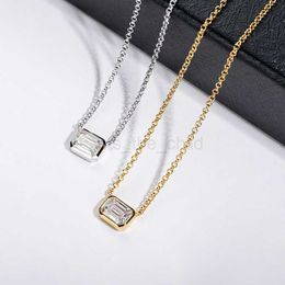 Pendant Necklaces Onelaugh Emerald Cut D Moissanite Pendant Necklace Adjustable 925 Sterling Silver Wedding 40+5cm Chain Woman Girl Jewellery Gift