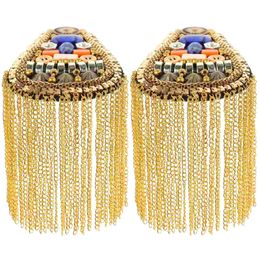 Pins Brooches 2 Pcs Tassel Epaulettes Decorative Epaulettes Men The Chain Clothes Supplies Artificial Gems Alloy Inlaid Gemstones Chic Man 230809