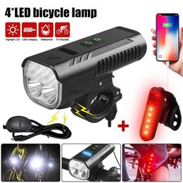 Bike Lights 5000 mA Super Bright Bicycle Light Set LED Night Riding Bike Light Alarm Lamp USB Charging Fitting LED Waterproof Zoom Headlight HKD230810