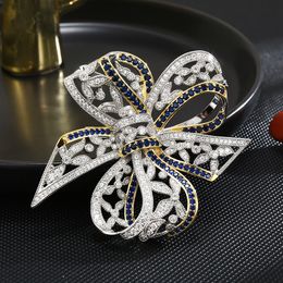 Pins Brooches 2023 Spring Personalized Vintage Bow Fashion Zircon Inlaid Brooch Women's Exquisite Luxury Pin 230809