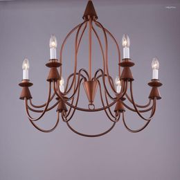 Chandeliers American Retro Candle Chandelier Wrought Iron Lighting For Home Lustre Avize