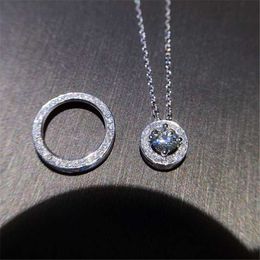 Pendant Necklaces 2 in 1 Lab Diamond Pendant Real 925 Sterling Silver Charm Party Wedding Pendants Necklace For Women Bridal moissanite Jewellery